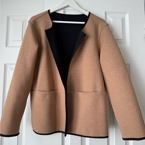 J. Jill Camel and Black Open Front  Reversible Jacket